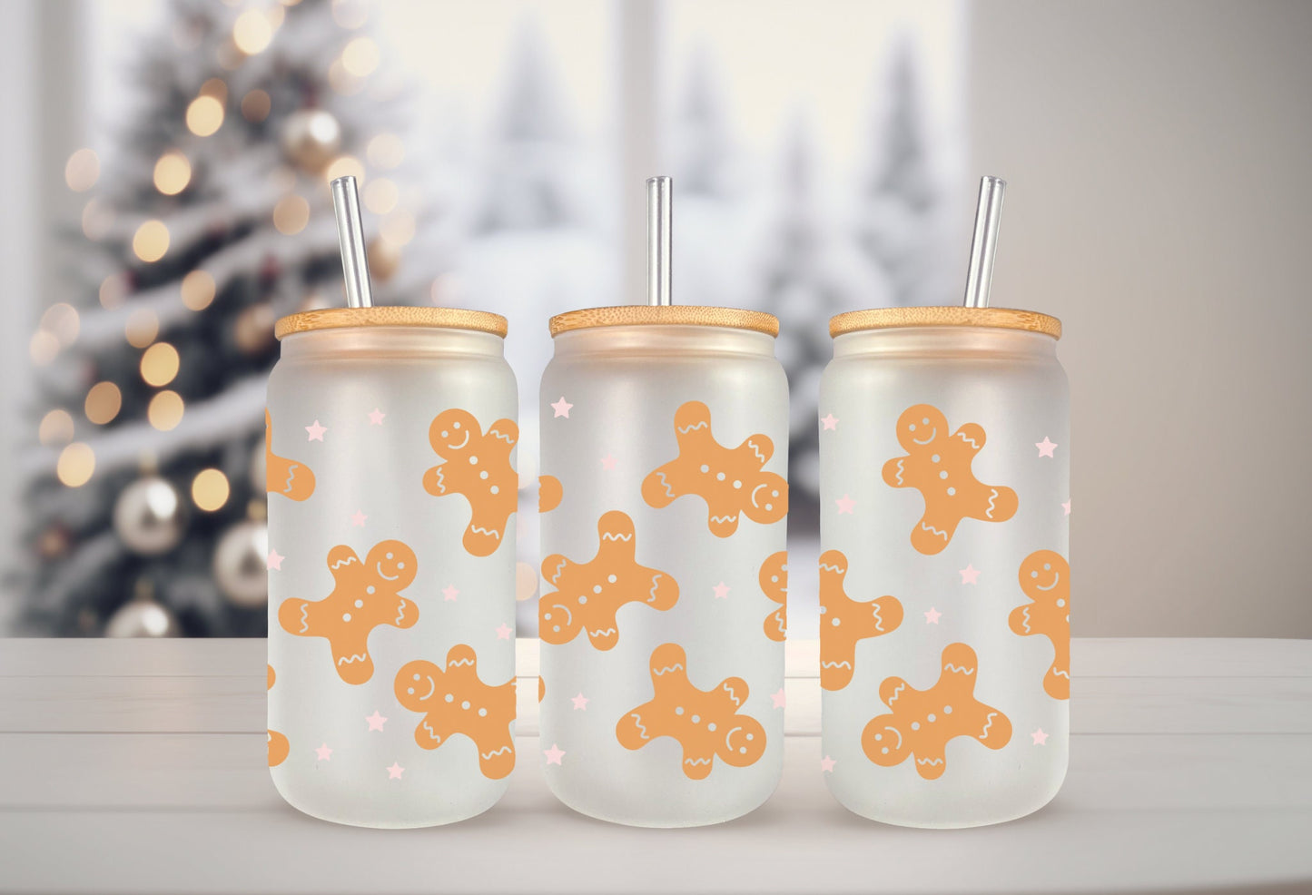 UVDTF Wrap Gingerbread Cookie for 16oz Can Glass, Mug, Tumbler, Ready to Apply, Permanent Waterproof Adhesive