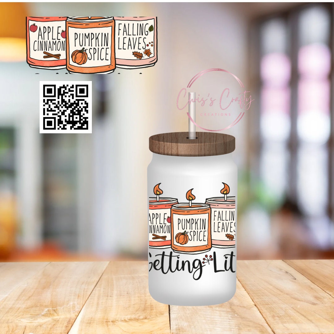 UVDTF Wrap  Fall Candle Funny Sarcasm for 16oz Can Glass Mug Tumbler, Ready to apply, Permanent Waterproof Adhesive
