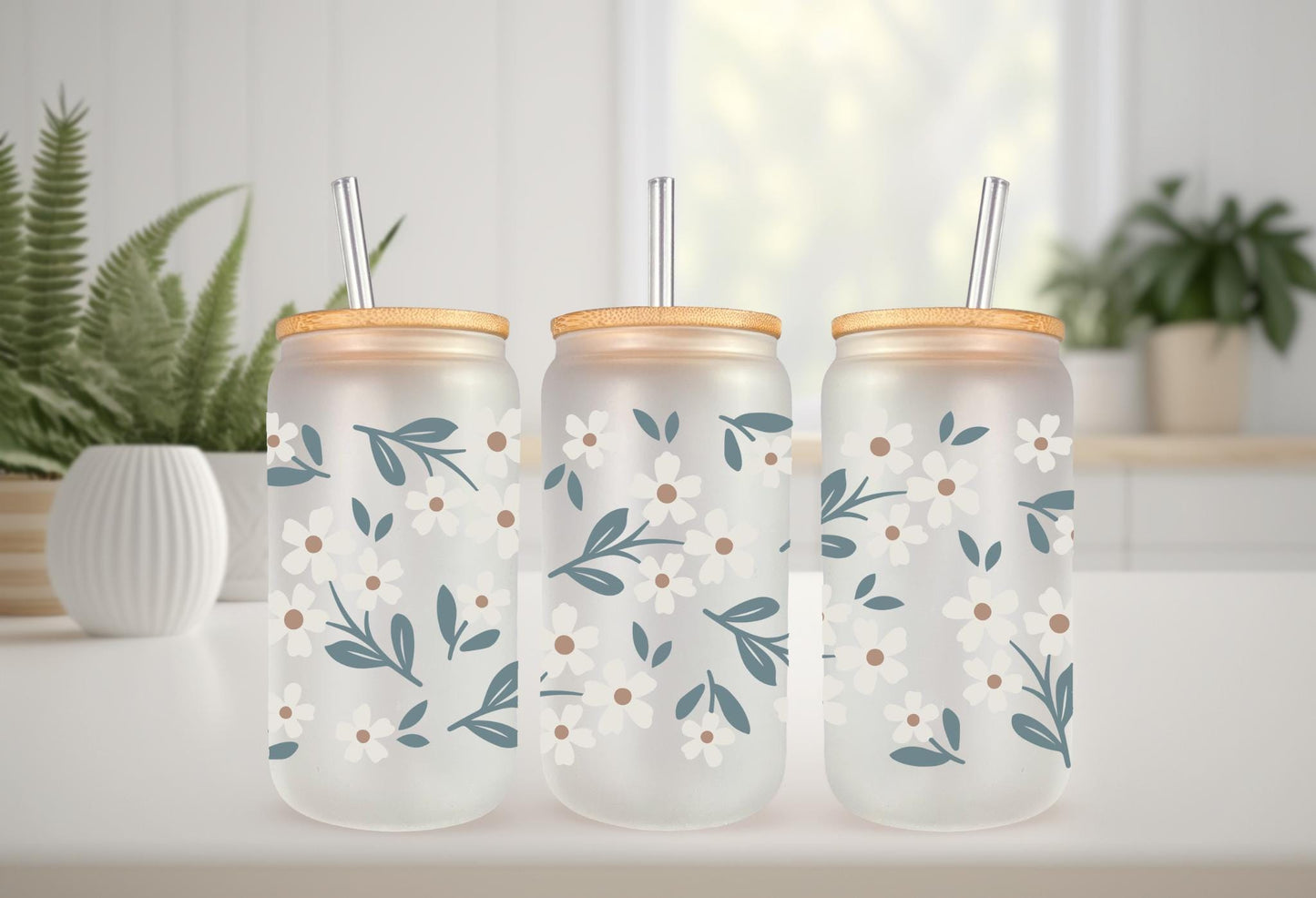 UVDTF Wrap Floral Summer Daisies 20oz Can Wrap Mug Tumbler, Flower Wrap, Ready to Apply, Permanent Waterproof Adhesive