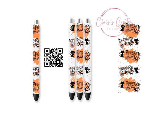 UVDTF pen Wrap Exclusive Cute Halloween Spooky Vibes Ready to apply, Permanent Waterproof Adhesive