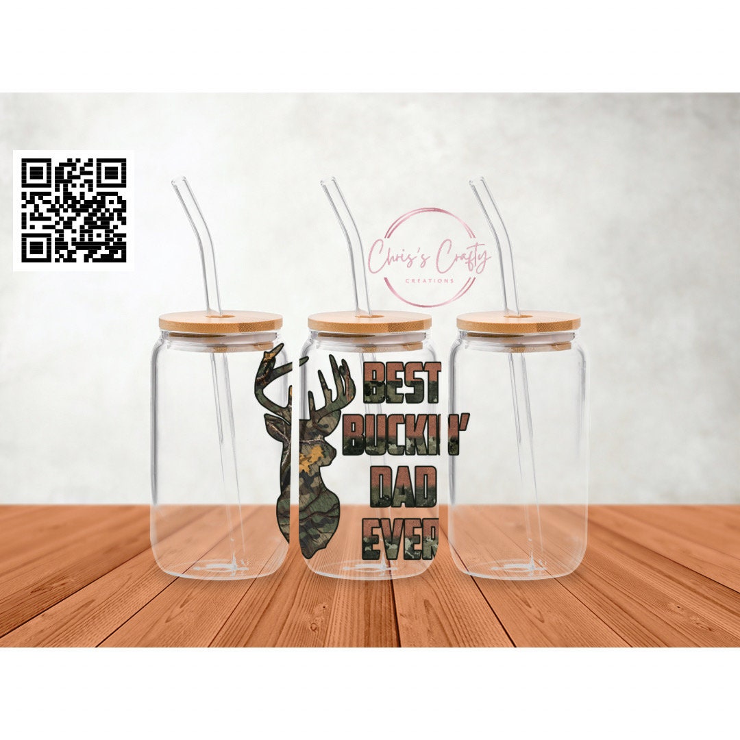 UVDTF Best Buckin’ Dad Ever decal for 16oz can glass, mugs, tumblers, and more, Ready to apply