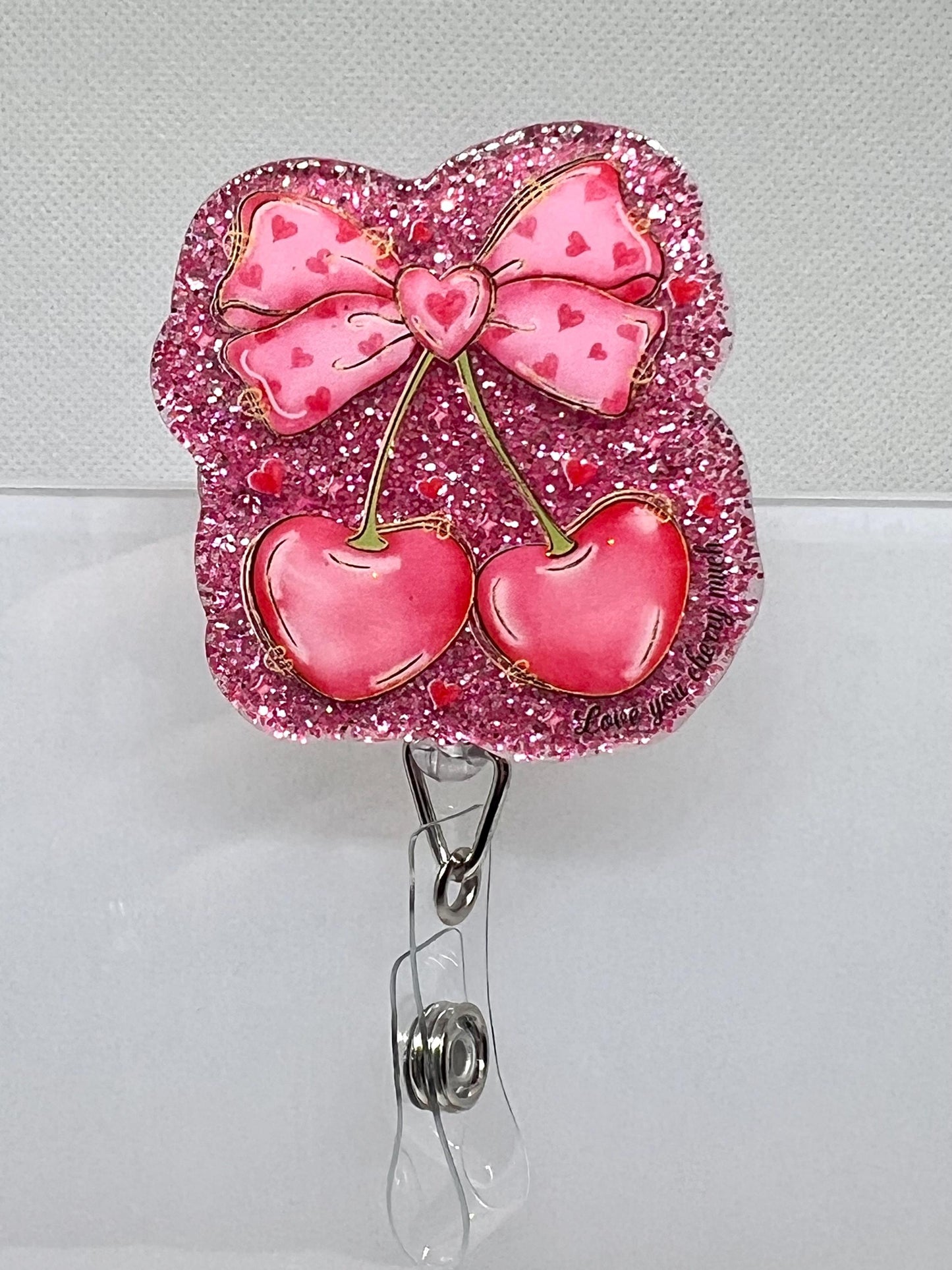 Coquette Bow Cherries Acrylic Blank Decal Set, DIY Badge Reels, Bow Blank and UVDTF sticker, Unfinished Badge Reel, Badge Reel Blanks
