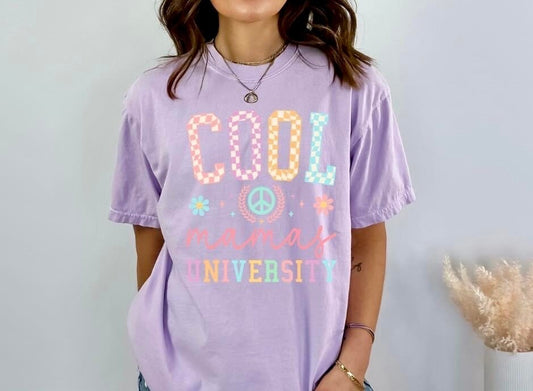 Screen print transfer Cool Mom University Checkered Colorful