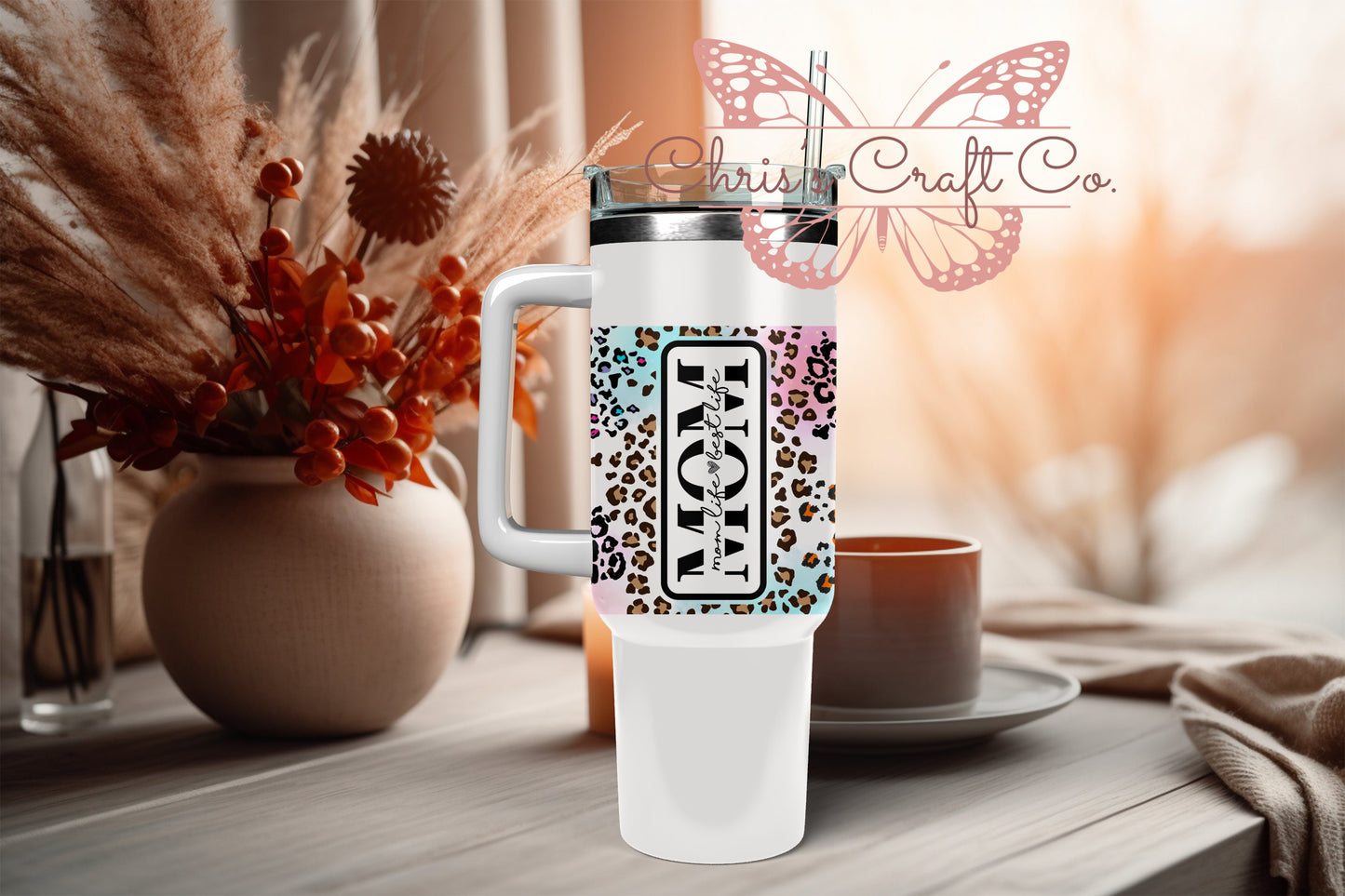 UVDTF Wrap Leopard Mom 16oz Can Glass Mug Tumbler, Mom Life Best Life, Ready to Apply, Permanent Waterproof Adhesive, Mom Gift