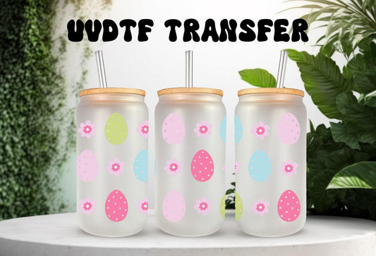 UVDTF Wrap Floral Easter Eggs for 16oz Can Glass, Mug, or Tumbler, Ready to Apply, Permanent Waterproof Adhesive
