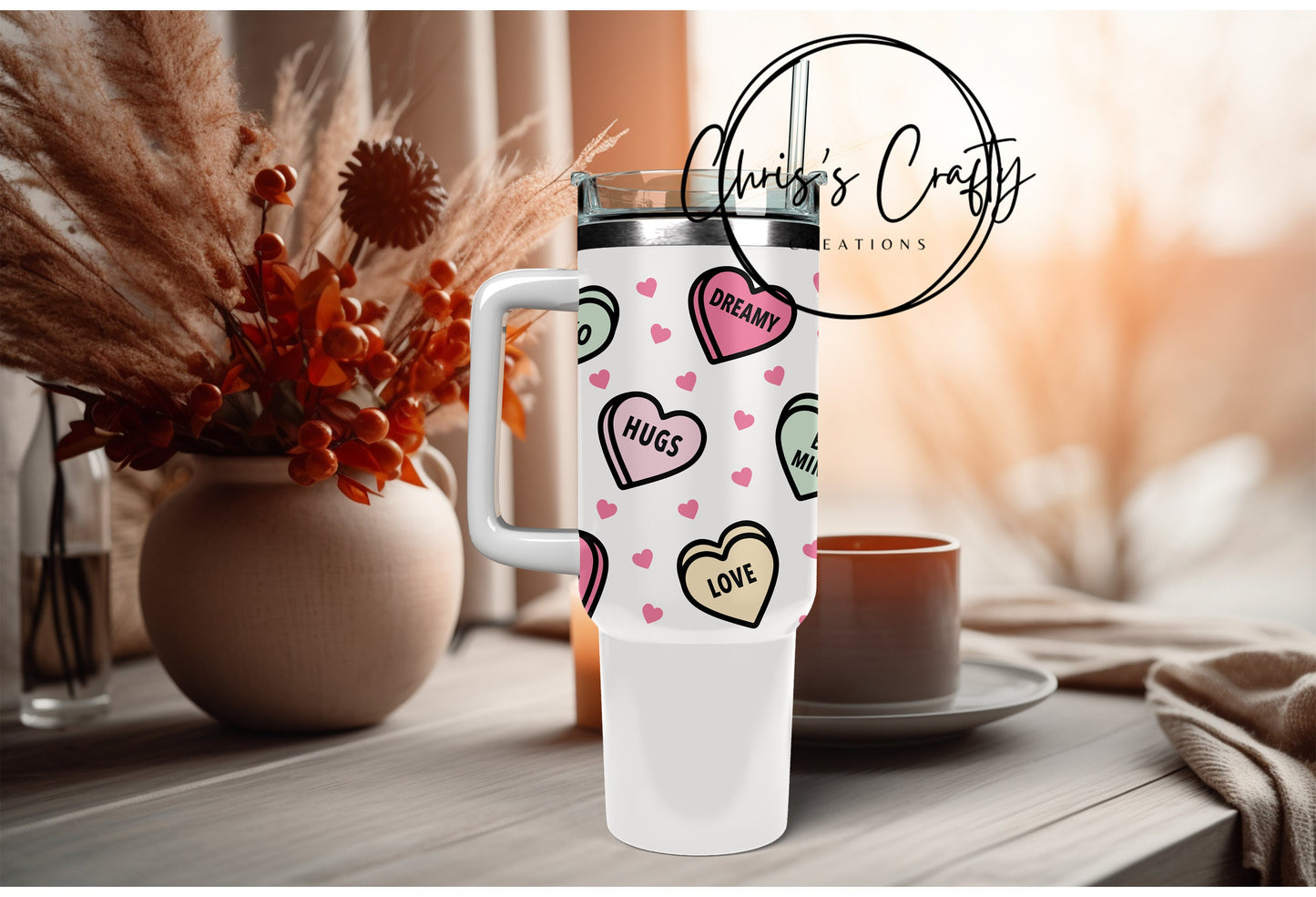 UVDTF Wrap Valentines Conversation Hearts 20oz Can Glass Mug Tumbler, Heart Wrap, Ready to apply, Permanent Waterproof Adhesive