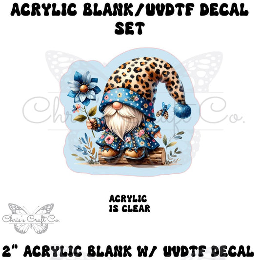 Acrylic Blank Gnome Floral Leopard Print UVDTF Decal Set, DIY Badge Reels, Bow Blank UVDTF sticker, Unfinished Badge Reel, Badge Reel Blank
