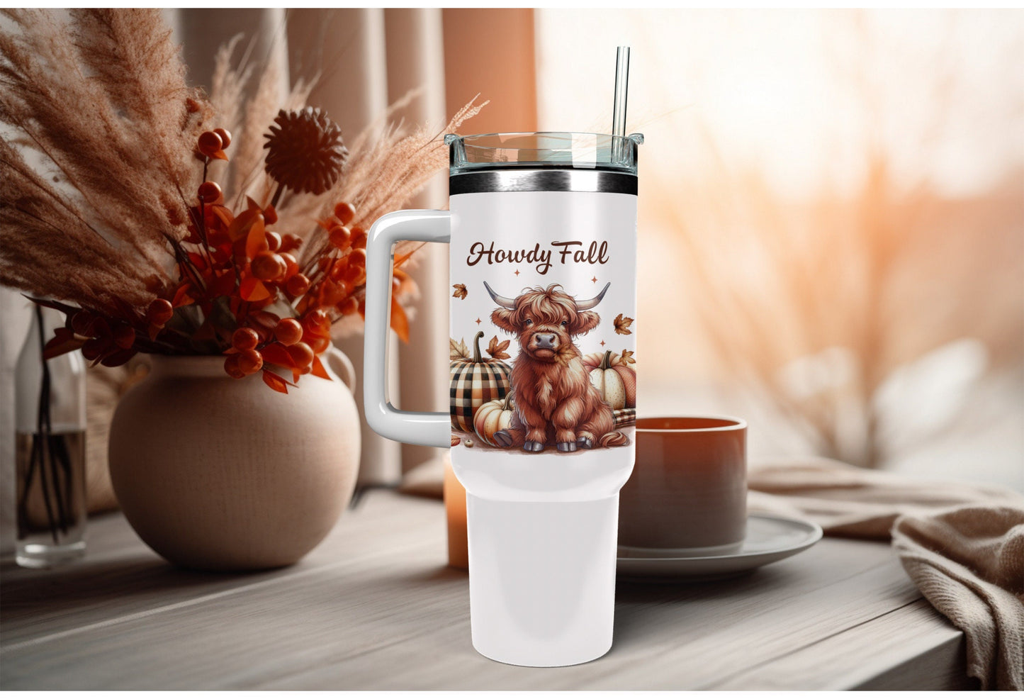 UVDTF Wrap Howdy Fall Highland Cow Coquette Bows for 16oz Can Glass Mug Tumbler, Ready to Apply, Permanent Waterproof Adhesive