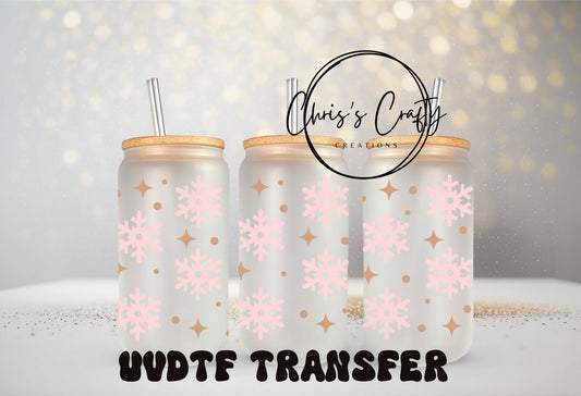 UVDTF WRAPS Pink Christmas Bundle for 16oz Can Glass Mug Tumbler, Ready to Apply, Permanent Waterproof Adhesive
