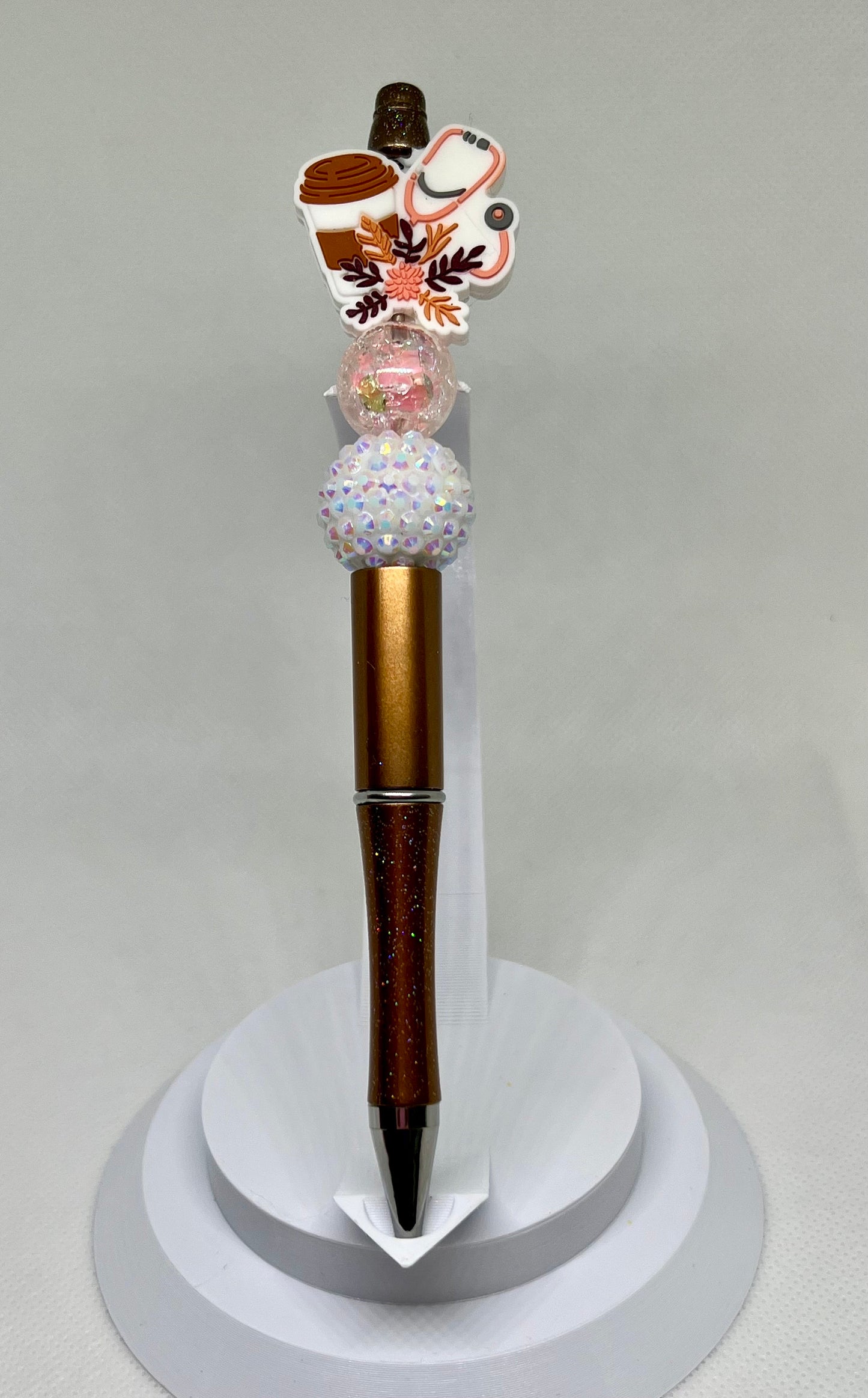 Nurse Beaded Pen Stethoscope Iced Coffee,  Funny Pen, Retractable Ink Pen, Graduation Gift, Nurse Gift, Gifts for Her, Gifts for Him