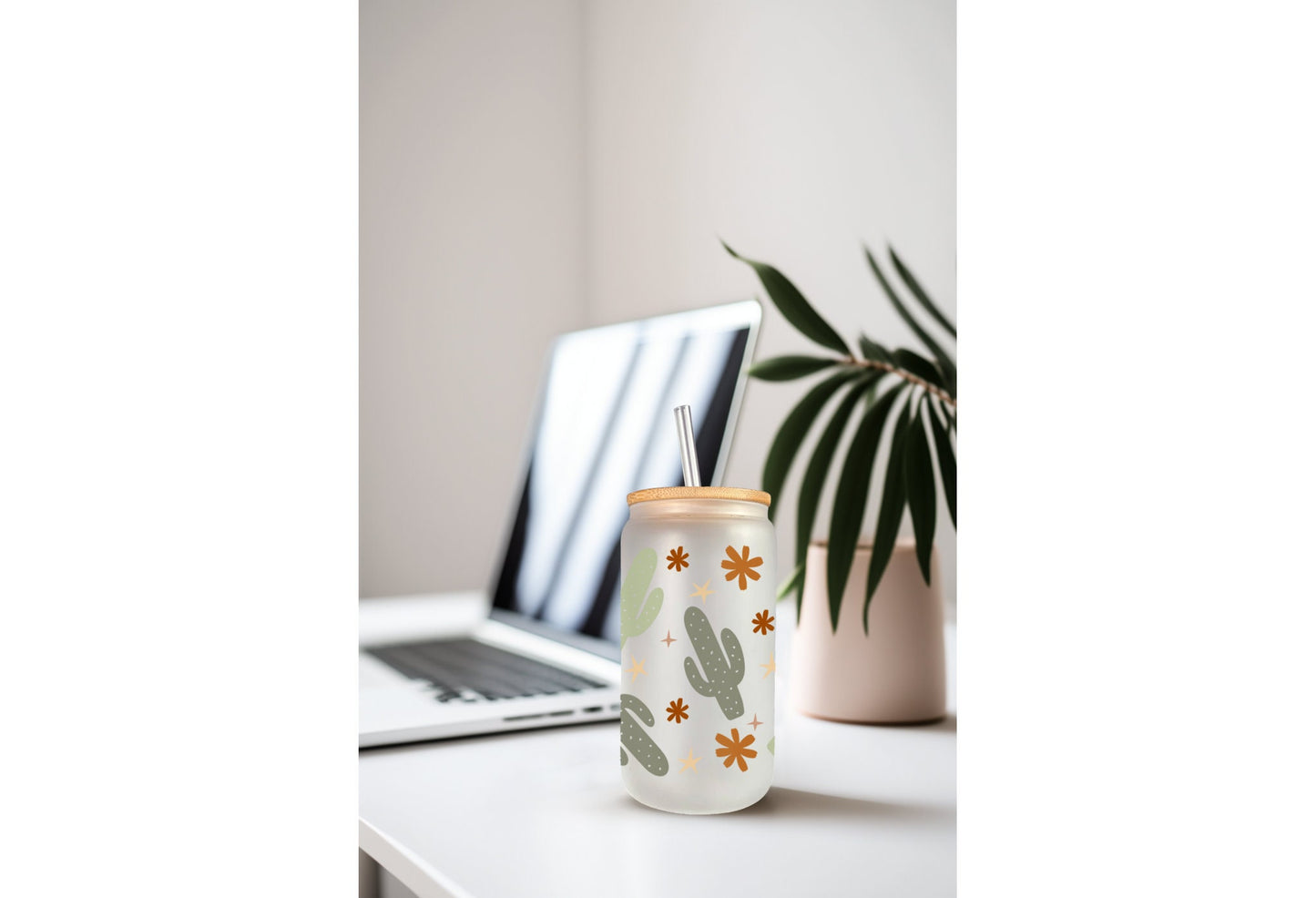 UVDTF Wrap Boho Cactus for 16oz Can Glass, Mug, Tumbler, Cactus Wrap, Ready to apply, Permanent Adhesive Waterproof, Add on a Cup