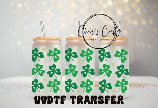 UVDTF WRAPS St. Patrick Clover Leopard Bundle Set of 4 for 16oz Mug Tumbler, Ready to apply, Permanent Waterproof Adhesive