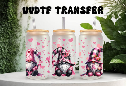UVDTF Wrap Cancer Awareness Gnomes Pink Ribbon