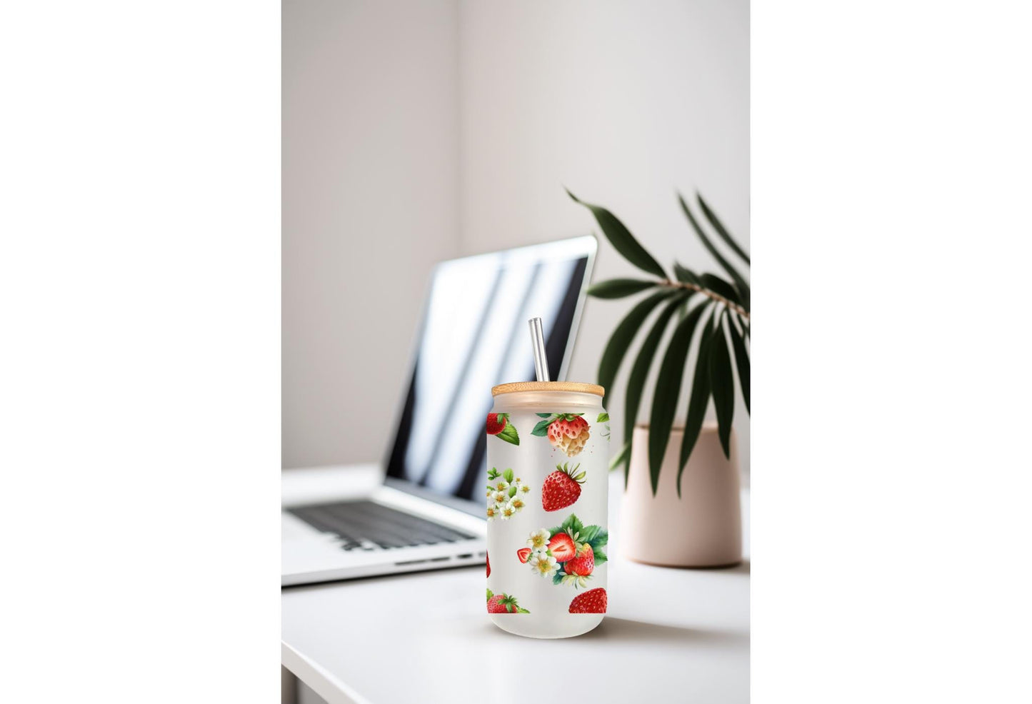 UVDTF Wrap Strawberry for 16oz Can Glass Mug Tumbler, Ready to Apply, Permanent Waterproof Adhesive