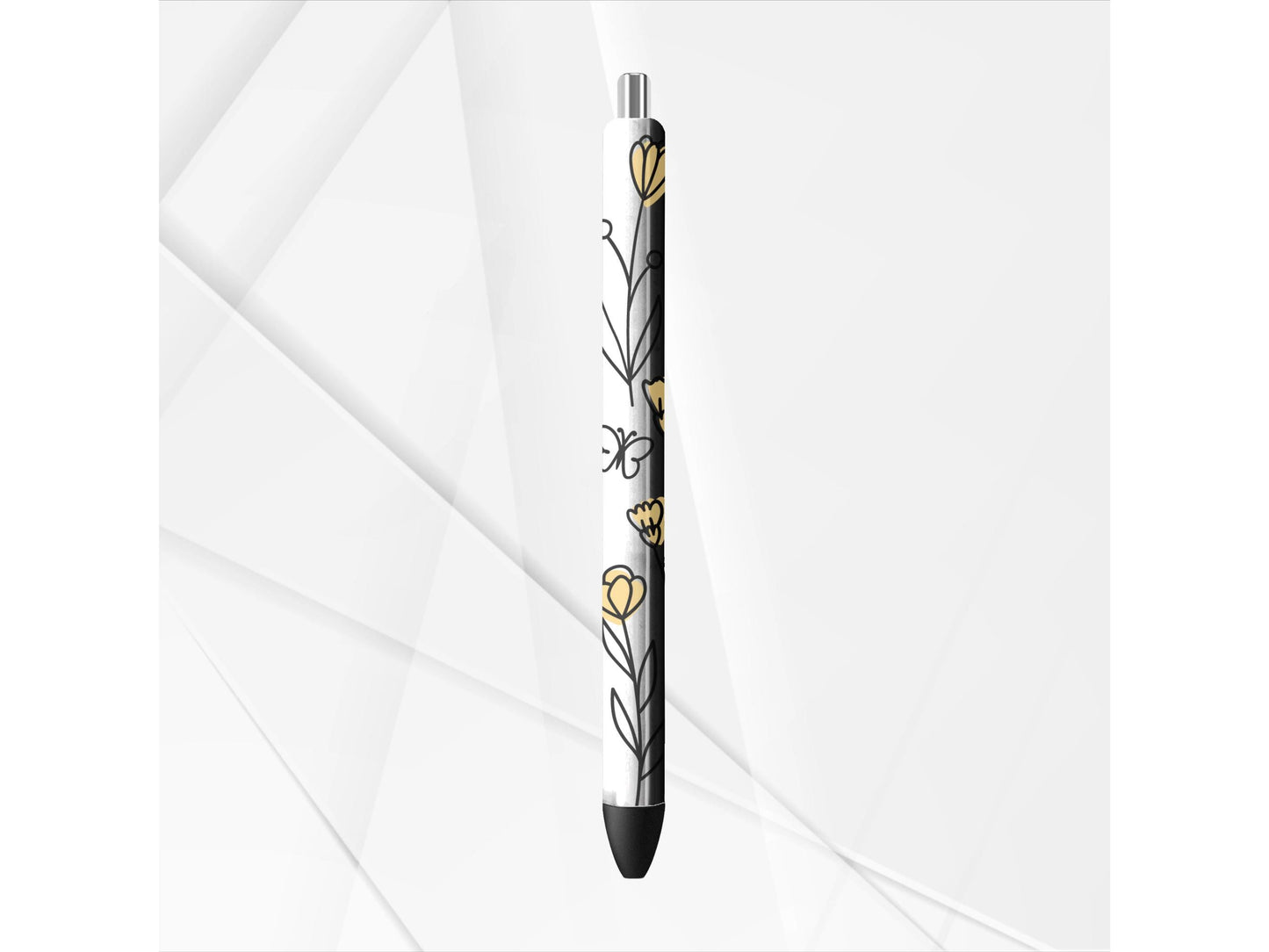 UVDTF Wrap Butterfly Wildflower Yellow for Pen, Metal Glitter Pens, Butterfly Wrap, Ink Joy, Permanent Adhesive Waterproof