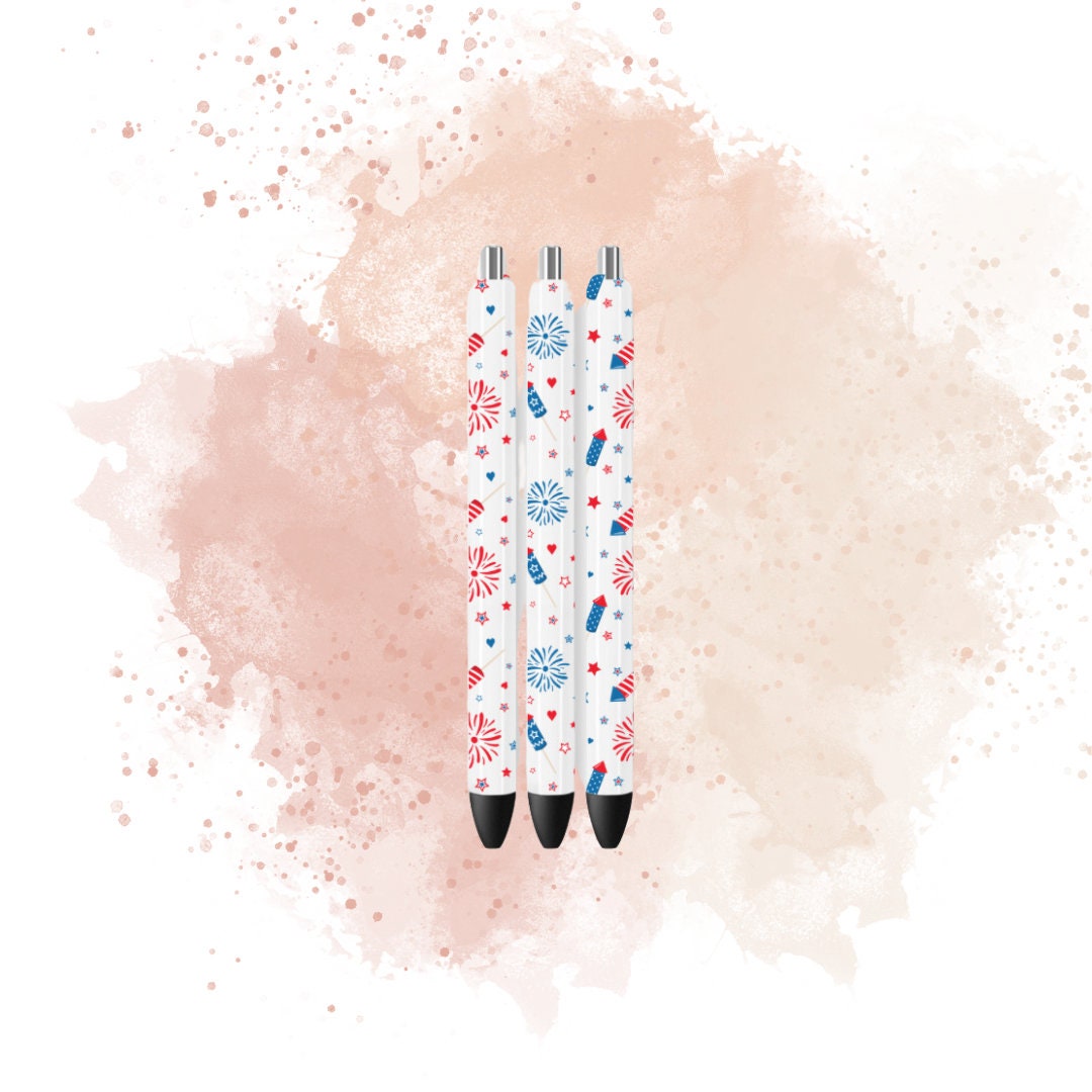 UVDTF Pen Wrap Fireworks 4th of July, Patriotic Pen wrap, Pen Wrap, Epoxy Pen Wrap, Ink Joy Pen Wrap, Permanent Waterproof Adhesive