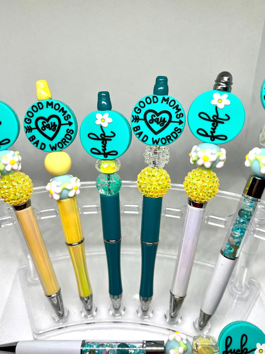 Beaded Pen Good Moms Say Bad Words F*uck, Sarcastic Pen, Fun Pens Acrylic Beads, Custom Pen, Retractable Ink Pen, Graduation