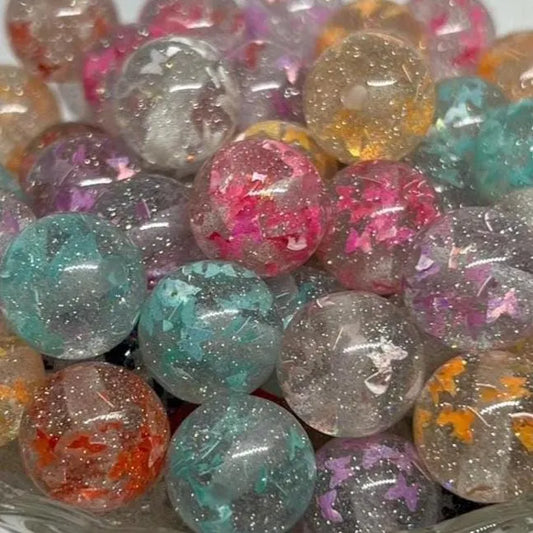 Acrylic Beads 16mm Fancy Glitter Butterfly, Acrylic Gumball Beads in Bulk, 16mm Beads, 16mm Bubble Gum Beads, DIY ideas