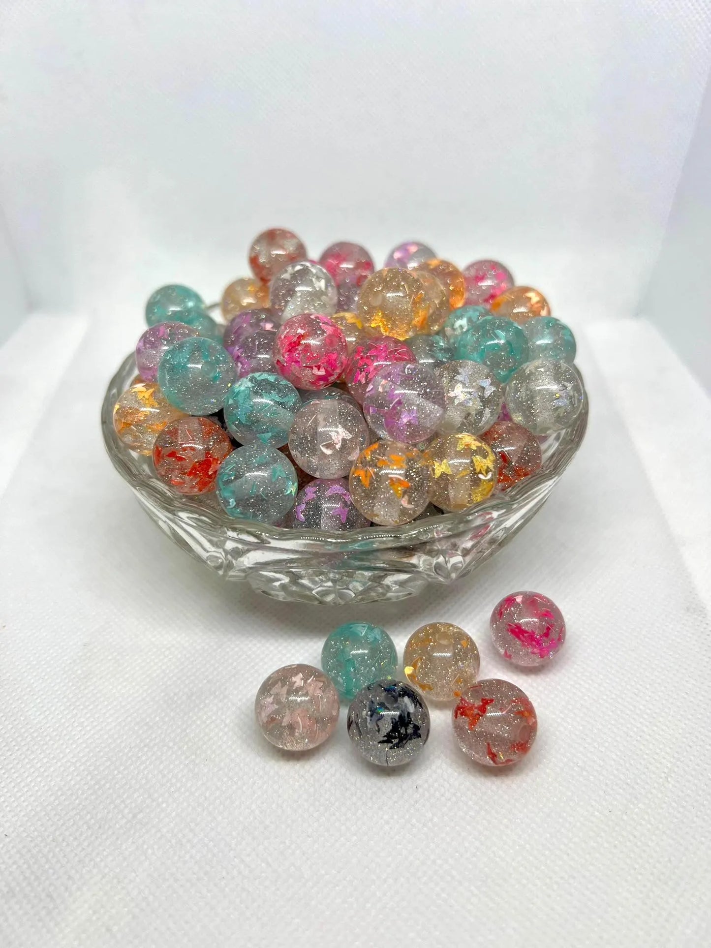 Acrylic Beads 16mm Fancy Glitter Butterfly, Acrylic Gumball Beads in Bulk, 16mm Beads, 16mm Bubble Gum Beads, DIY ideas