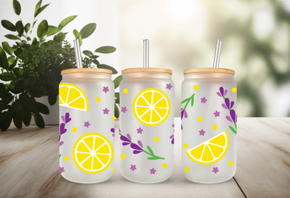 UVDTF Lemons or Lavender for 16oz Can Glass Mug Tumbler, Ready to Apply, Permanent Waterproof Adhesive