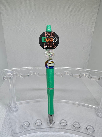 Beaded Pen Halloween Faboolous Pumpkin, Fun Pens Acrylic Beads, Custom Pen, Retractable Ink Pen, Gifts