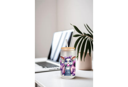 UVDTF Wrap Floral Bunny Bubble Gum 16oz Can Glass Mug Tumbler, Purple Easter Wrap, Ready to Apply, Permanent Waterproof Adhesive