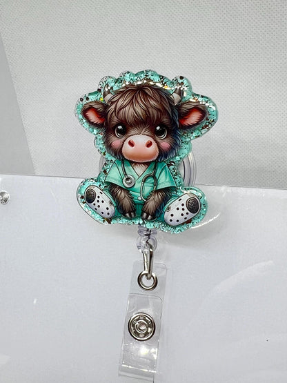 Highland Cow Nurse Acrylic Blank Decal Set, DIY Badge Reels, Medical Blank UVDTF sticker, Unfinished Badge Reel, Badge Reel Blanks