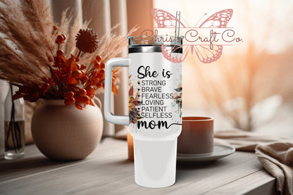 UVDTF Wrap Mom Strong Sunflower for 16oz Can Glass Mug Tumbler, Mom Wap, Ready to apply, Permanent Adhesive ,Mom Gift