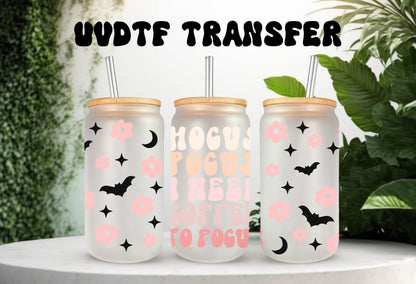 UVDTF Wrap Hocus Pocus Halloween for 16oz Can Glass, Mug, Tumbler, Ready to apply, Permanent Waterproof Adhesive