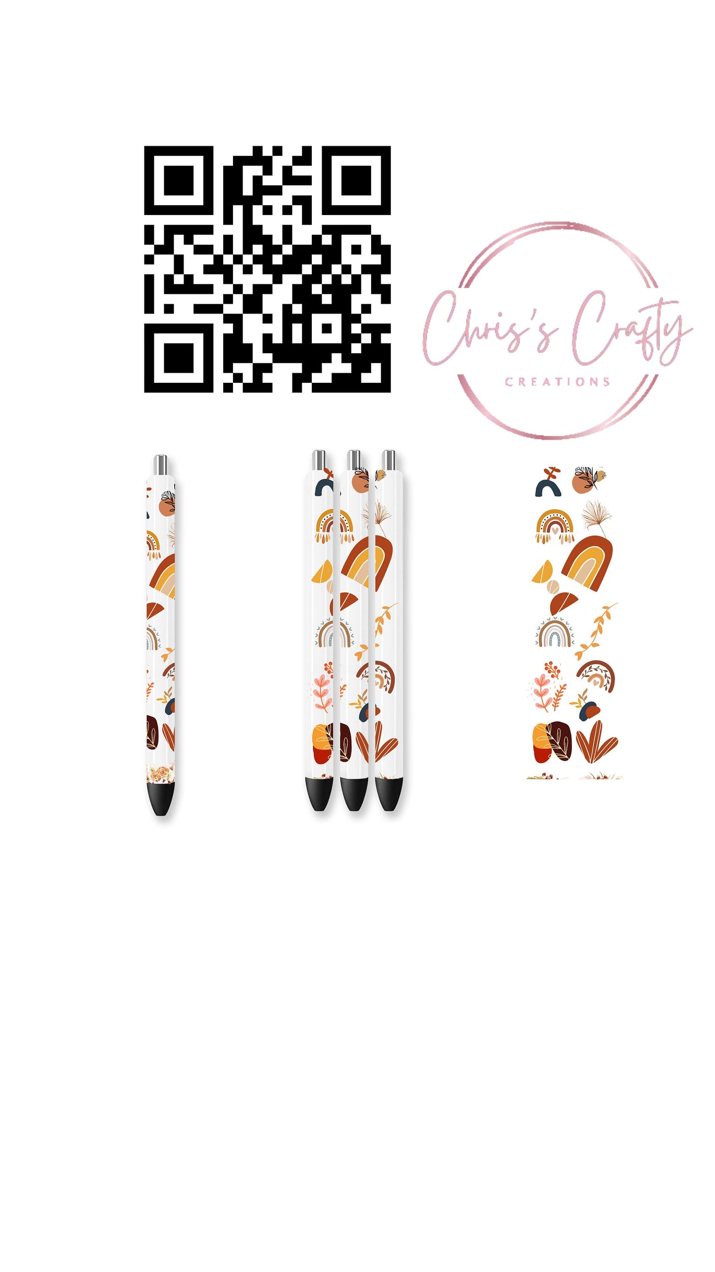 UVDTF Pen Wrap Boho Rainbow Bull Skull Flowers Pen