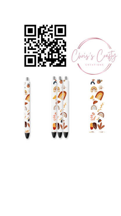 UVDTF Pen Wrap Boho Rainbow Bull Skull Flowers Pen