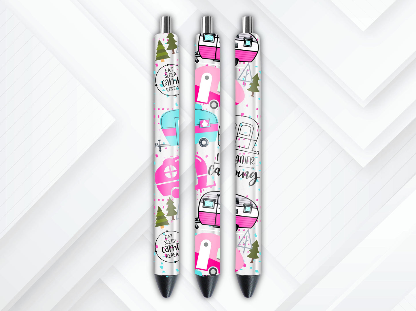 UVDTF Pen Wrap Camper, Rather be Camping Pen Wrap, Ready to apply, Permanent Waterproof Adhesive