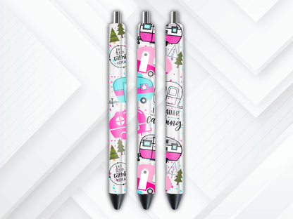 UVDTF Pen Wrap Camper, Rather be Camping Pen Wrap, Ready to apply, Permanent Waterproof Adhesive