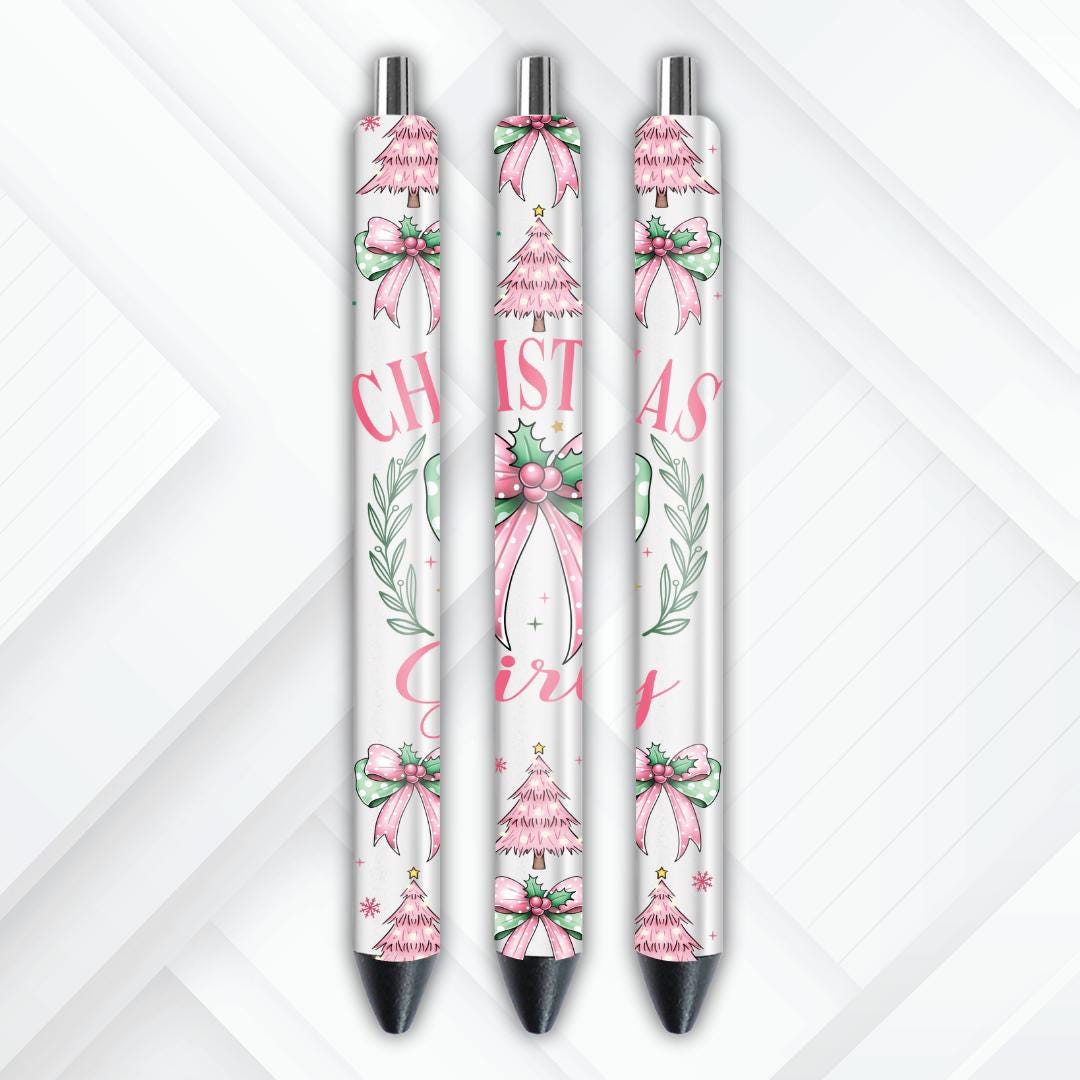 UVDTF Pen Wrap Christmas Girly Pink Trees, Ready to Apply, Permanent Waterproof Adhesive
