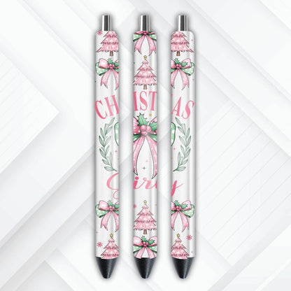 UVDTF Pen Wrap Christmas Girly Pink Trees, Ready to Apply, Permanent Waterproof Adhesive