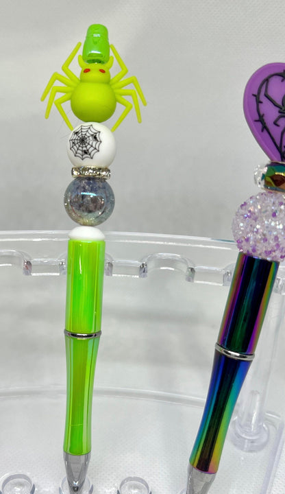 Beaded Pen Halloween Black Spider, Fun Pens Acrylic Beads, Custom Pen, Retractable Ink Pen, Gifts for her, Teacher, Nurses, Medical