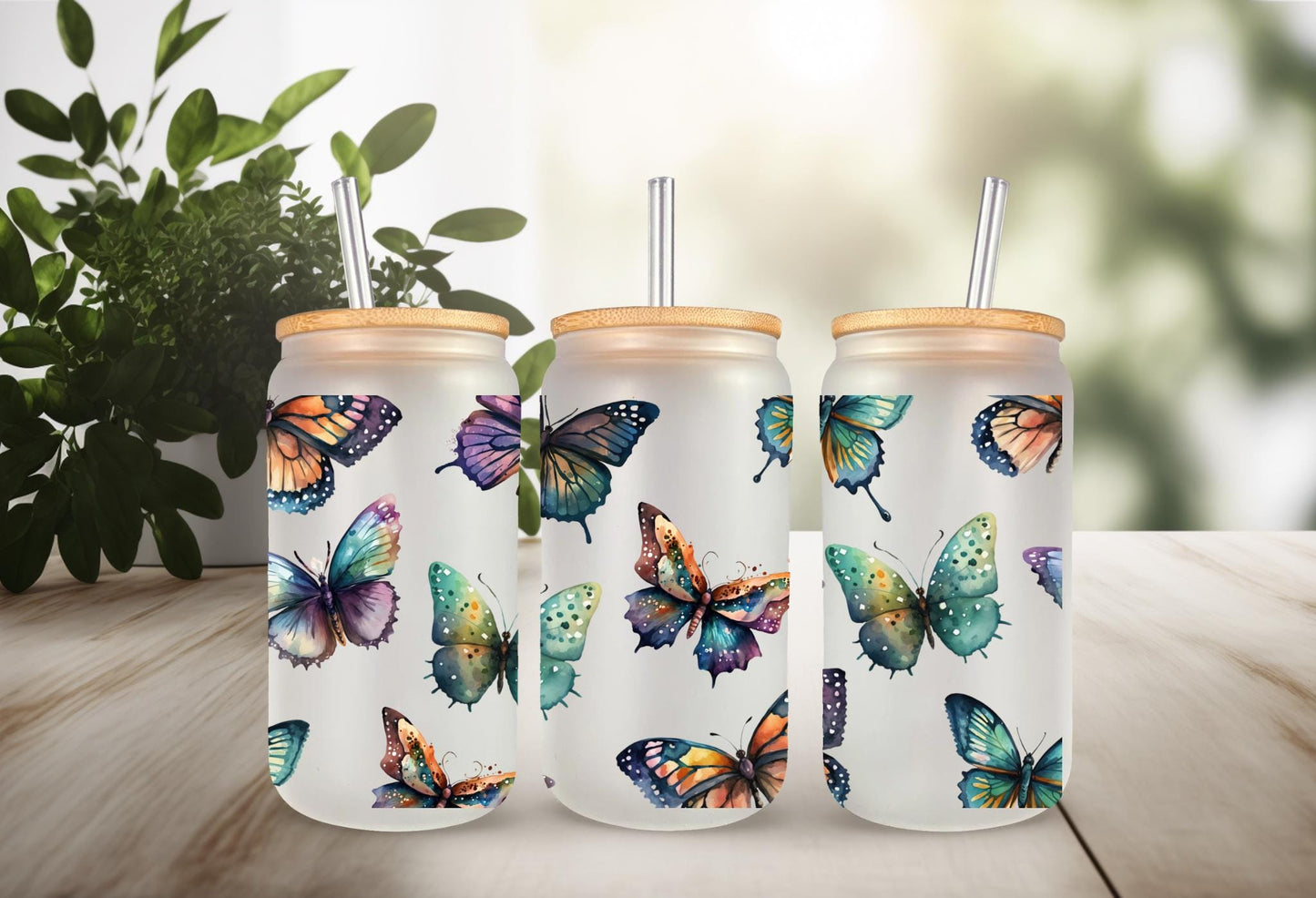 Colorful Butterfly Stickers - UV DTF Transfer Can Glass Wrap With Permanent Adhesive