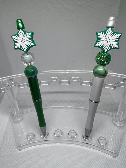 Beaded Pen Snowflake, Fun Pens Acrylic Beads, Custom Pen, Retractable Ink Pen, Gifts for her, Teach