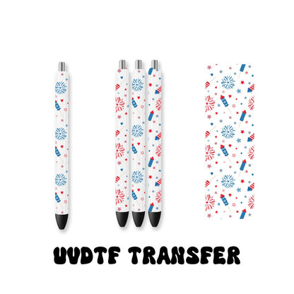 UVDTF Pen Wrap Fireworks 4th of July, Patriotic Pen wrap, Pen Wrap, Epoxy Pen Wrap, Ink Joy Pen Wrap, Permanent Waterproof Adhesive