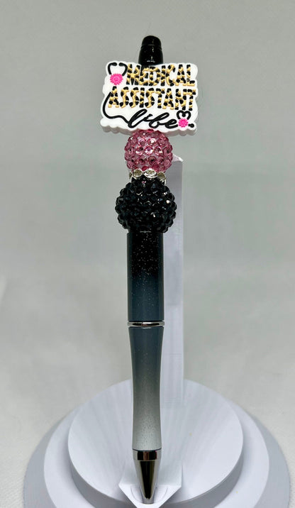 Medical Assistant Beaded Pen, Leopard Print, Sarcastic Pen, Fun Pens Acrylic Beads, Custom Pen, Retractable Ink Pen, Gifts, Graduation