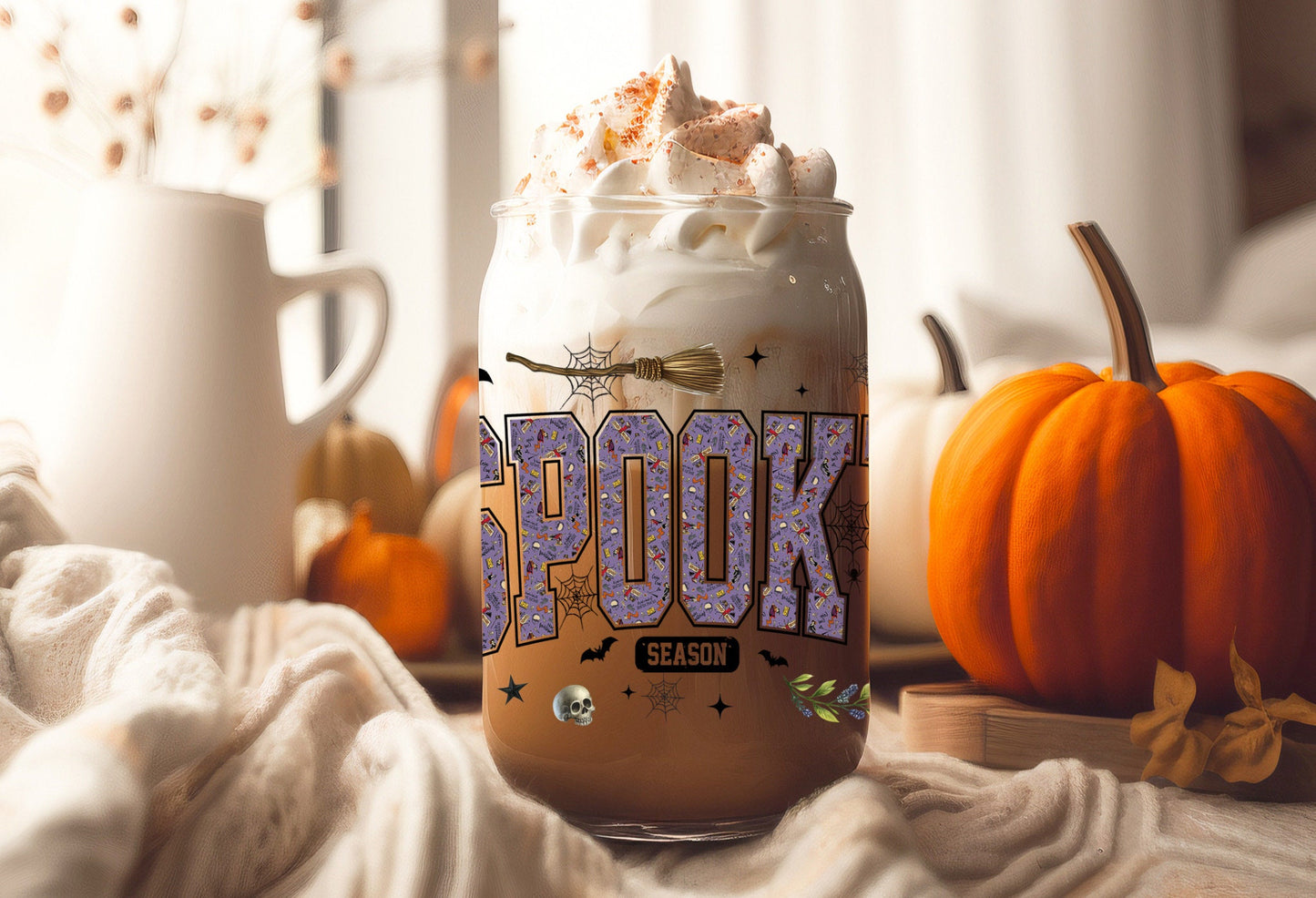 Halloween Cup Wrap - 16oz Tumbler Wrap With Witch Hat & Spooky Season Decal