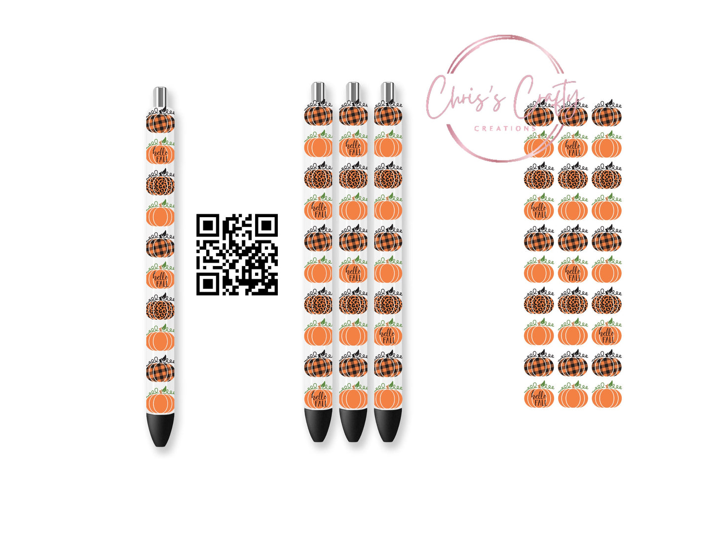 UVDTF Pen Wrap Fall Checkered Leopard Pumpkins, Ready to Apply, Permanent Waterproof Adhesive