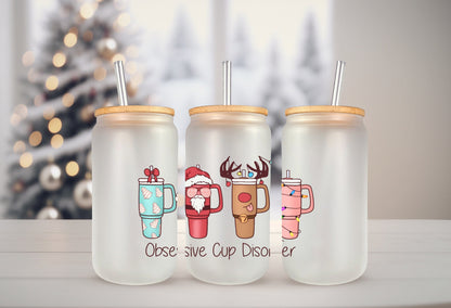 UVDTF Wrap Christmas Tumblers Santa Reindeer Tree Cakes for 16oz Can Glass Mug Tumbler, Ready to Apply, Permanent Waterproof Adhesive