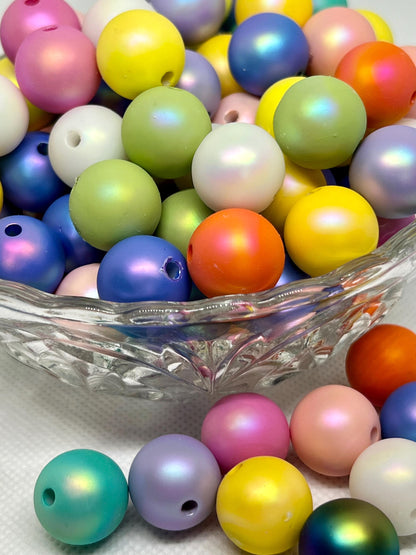 16 mm Opal Coated Acrylic Beads – Vibrant Multicolor Jewelry & Craft Supplies, Acrylic Gumball Beads in Bulk, 16mm Beads