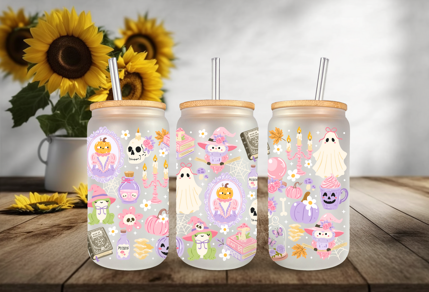 UVDTF Wrap Spooky Witch Halloween 16oz Can Glass, Mug, Tumbler, Halloween, Ready to apply, Permanent Waterproof Adhesive