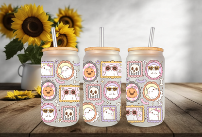 UVDTF Wrap Spooky Ghost Frames for 16oz Can Glass Mug Tumbler, Halloween Wrap, Ready to apply, Permanent Waterproof Adhesive (Copy)