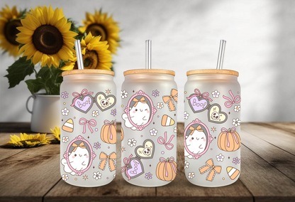 UVDTF Wrap Coquette Spooky Ghost Frames for 16oz Can Glass Mug Tumbler, Halloween Wrap, Ready to apply, Permanent Waterproof Adhesive (Copy)