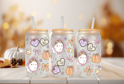 UVDTF Wrap Coquette Spooky Ghost Frames for 16oz Can Glass Mug Tumbler, Halloween Wrap, Ready to apply, Permanent Waterproof Adhesive (Copy)