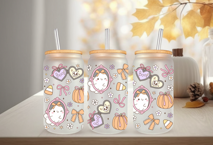 UVDTF Wrap Coquette Spooky Ghost Frames for 16oz Can Glass Mug Tumbler, Halloween Wrap, Ready to apply, Permanent Waterproof Adhesive (Copy)