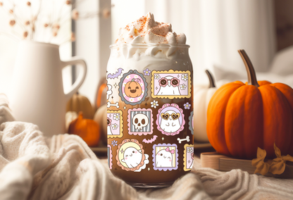 UVDTF Wrap Spooky Ghost Frames for 16oz Can Glass Mug Tumbler, Halloween Wrap, Ready to apply, Permanent Waterproof Adhesive (Copy)